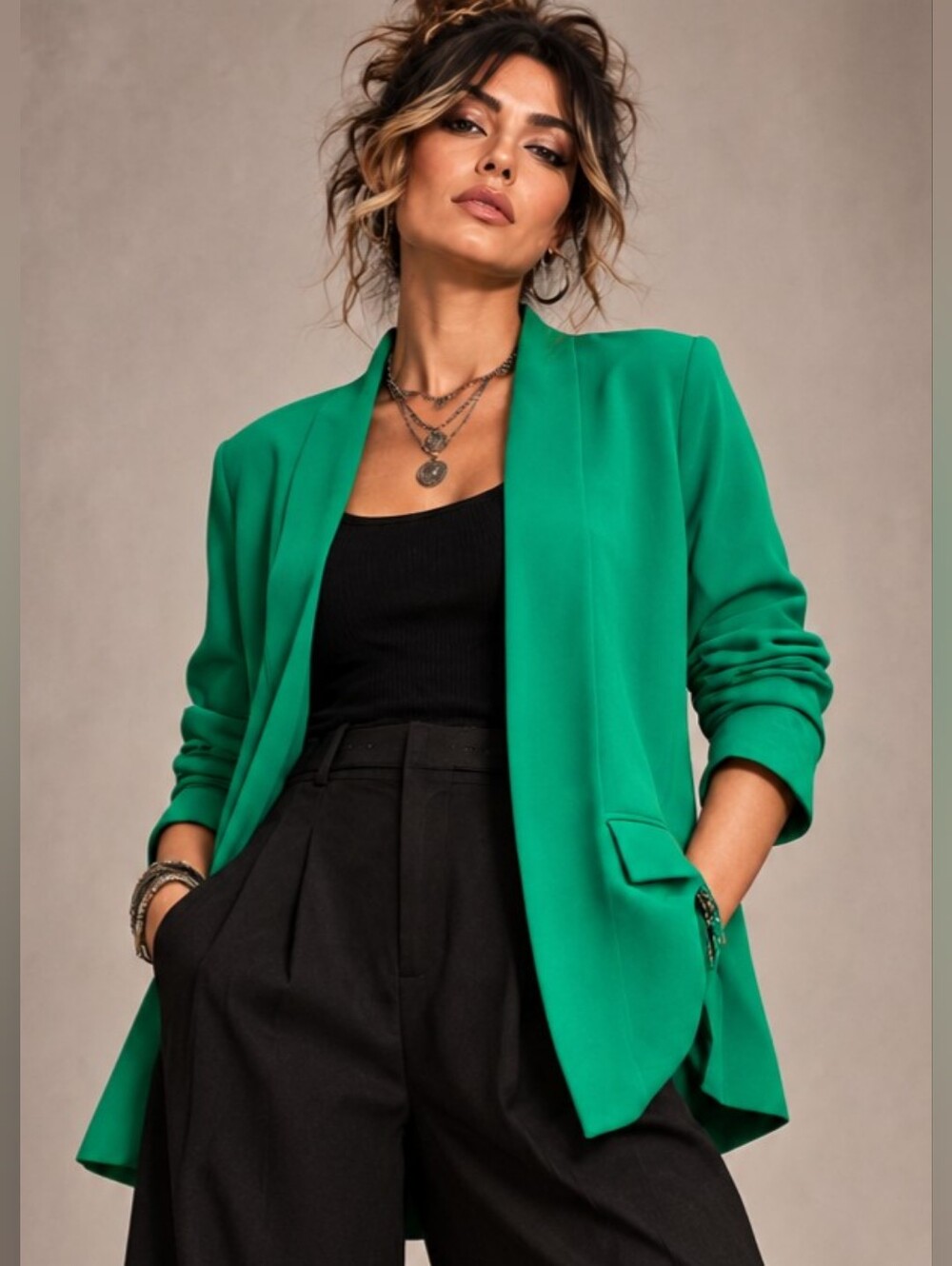 Joseph Ribkoff Kelly Green Open-Front Blazer